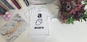 Sebastianwear Baby Bodysuit Short Sleeve Vowel Design Letter "a"