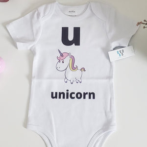 Open image in slideshow, Sebastianwear Baby Bodysuit Short Sleeve Vowel Design Letter &quot;u&quot;
